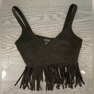 Topshop - Black Crop Top with Frays
